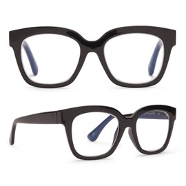 DIFF Ava 1.0 Reading Glasses | Blue Light Blocking Oversized Readers | Lightweight Designer Black Frames