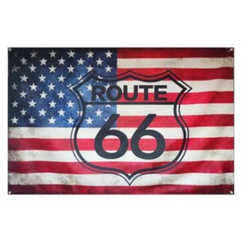 Tapestry Flag Flag ROUTE Route 66 American American Casual Miscellaneous Goods Interior Decoration (Approx. 34.6 x 22.8 inches (88 x 58 cm) Size Small