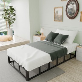 HOBINCHE Twin Bed Frame,9 Inch Metal Box Spring with More Steel Slat Support,Low Profile Twin Metal Platform Bed Frame with Round Corner Edges Support Mattress Foundation,Easy Assembly/Noise Free