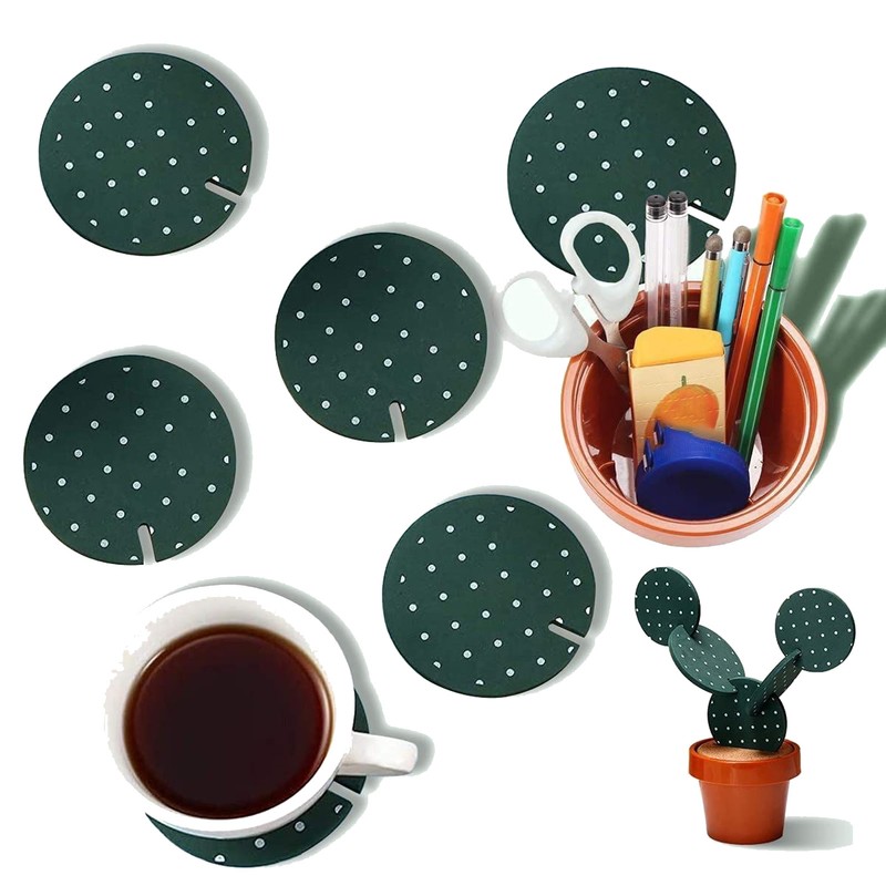 6PCS Cactus Coaster Set Heat Insulation Antislip Multifunctional DIY Funny