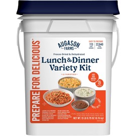 Lunch & Dinner Variety Kit Emergency Food Supply, 113 Servings, 25 Year Shelf Life - Dehydrated Meals, Survival Food Camping Essentials, 4 Gallon Bucket