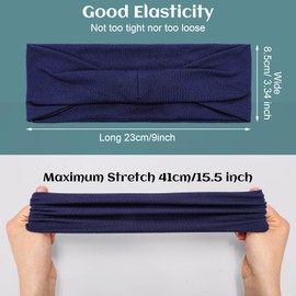 Pack of 4 Headband for Men and Women, Elastic Wide Hair Band, Sports Men, Breathable Sweatband, Forehead, Non-Slip for Fitness, Running, Basketball (Black, Dark Grey, Navy Blue, Army Green)