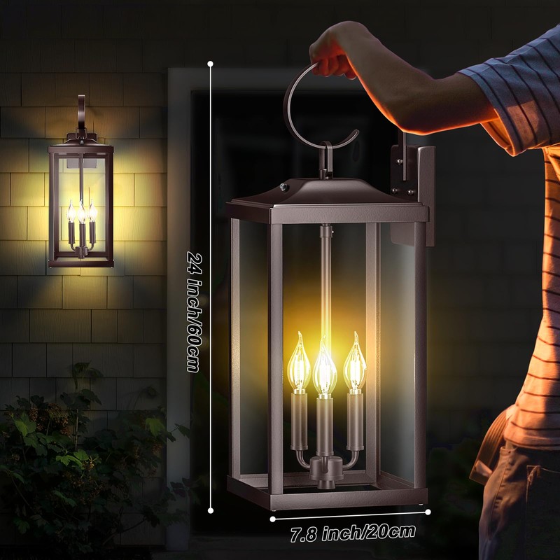 Yolsunes 24" Extra Large Dusk to Dawn Outdoor Wall Light,