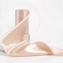 HUIHUANG Rose Gold Ribbon 4 inch Wide Satin Ribbon Solid Color Double-Faced Satin Ribbon Thick Ribbon for Chair Sash Wedding Decor Large Bows Making Flower Bouquet Sewing Crafts -10 Yards/Roll