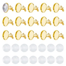 DICOSMETIC 15 Sets Blank Cufflinks Bulk 20mm Cuff Button Brass Men's Cufflinks Cabochons Frame Tray Bezel Cufflink Golden Blanks Setting Tray for Custom Photo Cufflinks
