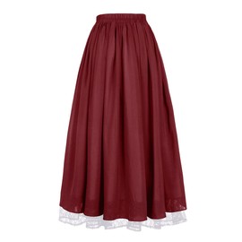 Mingyuezai Women's Renaissance Skirt Victorian Peasant Double-Layer Maxi Long Skirt(YMX2022020,L)