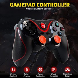 X3ワイヤレスゲーミングコントローラーAndroid用IOS携帯電話TVコンピューターCP VR、デュアル振動有線BTゲームリモートゲームパッドジョイスティック内蔵400mAh充電式バッテリー