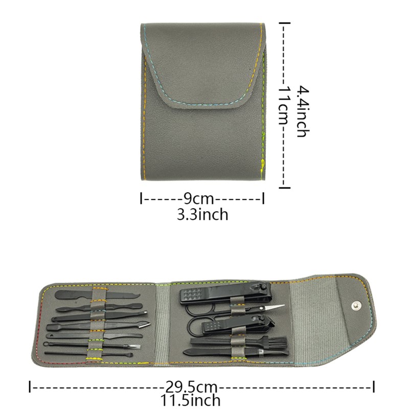 Nail Clipper Set, 12PCS Manicure Set Fingernail Clippers Kit Black