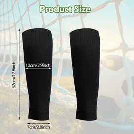 2 Pairs of Shin Pads Socks, Breathable Shin Pad Holder, Football Tube Socks, for Men, Women, Adults, Beginners, for Cycling, Running, Basketball, Football (Black)