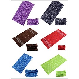 KINREE 6PCS Outdoor Magic Scarf, Elastic Headbands, Headscarves, Headwear, Mask (Free Paisely)
