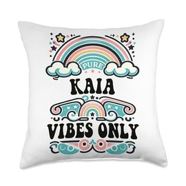 KAIA Vibes Only Cute Retro Girls KAIA Name Throw Pillow