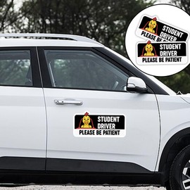 Please Be Patient Student Driver Stickers, New Drivers Sticker, Safety Warning, Removable Student Driver Decals for Cars & Windows Bumper Sticker Paint-Safe Student Driver Signs 8" x3.5