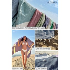 Stark und Weich LUCIDUS Turkish Beach Towel – 100% Turkish Cotton, Quick Dry & Sand Free, 40"x70", Lightweight for Travel, Bath, Yoga & Camping - (Pearl Grey Diamond)