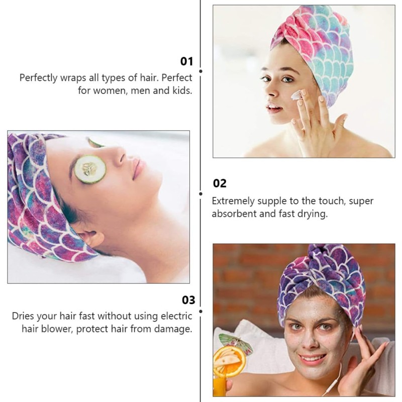 Toalla para Cabello rápido Secado en Paquete de 3, Microfibra