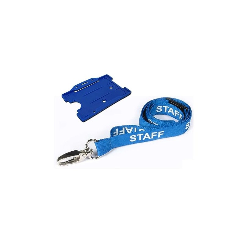Customcard ltd® Blue Staff Lanyard Metal Clip with Blue ID