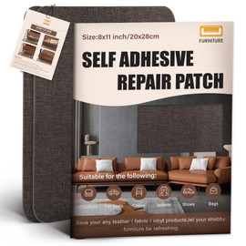 Cahomo 3PCS 11 x 8 inch Fabric Repair Patches, Self-Adhesive Canvas Repair Patches, Fabric Repair Kit for Furniture, Sofas, Car Seats, Chairs, Coffee Brown