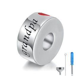 Sterling Silver Cremation Urn Bead Charm for Ashes - S925 Memorial Keepsake Bacetate Pendant Jewelry Gifts for Women Loss Loved One (08 I love you grandpa)