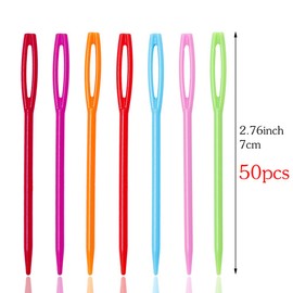 50 Pcs Large Eye Plastic Needles, 2.7inch/7cm Learning Needles, Yarn Needles Darning Needle Plastic Sewing Needles Tapestry Needles, Safety Lacing Needles for DIY Sewing Handmade Crafts