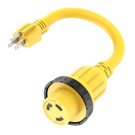 1FT 30-Amp to 15-Amp Marine & RV-Adapter Cord Nema 5-15P to L5-30R,10AWG 15Amp Male to 30Amp-Female Twist Lock Power Adapter,Marine Shore Power 30A 125V Receptacle to 110V 15A Household Plug