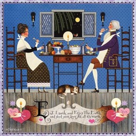 Jigsaw Puzzles Charles Wysocki - Dining Sweethearts - 1000 Piece Jigsaw Puzzle challenging and Stimulating Puzzle Game, Wall Art Unique Gift.
