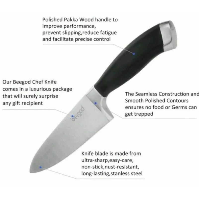 beegod Chef Knife Pro 8" Stainless-Stee