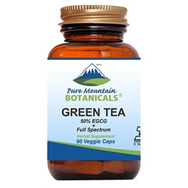 Green Tea Capsules - 90 Kosher Vegan Caps with 450mg Organic Full Spectrum and Pure Green Tea Extract