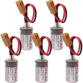 zoyfayl 5 Pcs ER3V/3.6V Lithium Battery with Brown Plug for JZSP-BA01 PLC Battery (5 Pack)