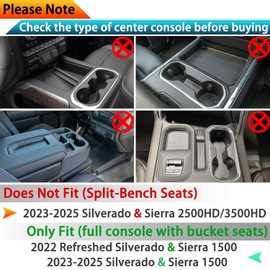 CIMOF Center Console Liner for Chevy Silverado 1500 / GMC Sierra 1500 Accessories 2023 2024 2025 Cup Holder Mat, Coaster Trim, Anti-Dust Interior, Non-Slip Pad, Custom Rubber Insert (6pcs, Red)