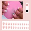 24 Pcs French Tip Pres on Nails Almond Medium Fake