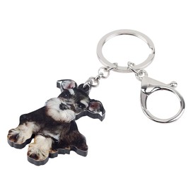 WEVENI Acrylic Schnauzer Dog Keyring Pet Keychain for Women Girls Bag Wallet Car Charms, black