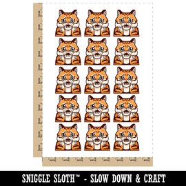 Distressed Striped Cat Looks Worried Temporary Tattoo Water Resistant Fake Body Art Set Collection - 15 2" Tattoos (1 Sheet)
