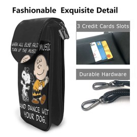JMI Black and White Floral Miguel Dog Anime Character Goods, Popular, Smartphone Pouch, Genuine Leather, Shoulder Bag, Thin, Women's, Men's, Mini Pouch, Popular, Wallet, Crossbody Bag, High 7.5 x