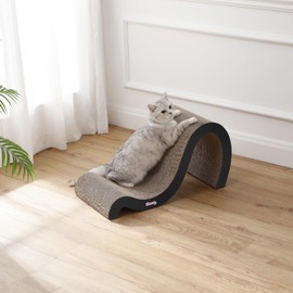 THE LICKER STORE CSR1013A Kona 27" Modern Cardboard Double-Sided Wave Cat Scratcher with Catnip, Ink