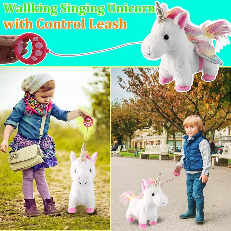 Marsjoy White Running Unicorn Toy Set Singing Dancing Electronic Plush