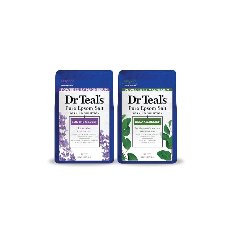 Dr Teal's Pure Epsom Salt, Lavender & Eucalyptus Duo Bundle,