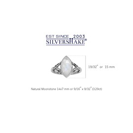 Silvershake 14X7mm Natural Marquise Shape Moonstone 925 Sterling Silver Filigree Solitaire Ring Size 7.5