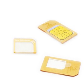 Cismax HD Nano SIM MicroSIM Converter Adapter with Fall Prevention Function 4-Piece Set, Gold, Smartphone, Expansion, Convenient, Microphone, Total, Replacement, Alternative (Gold)