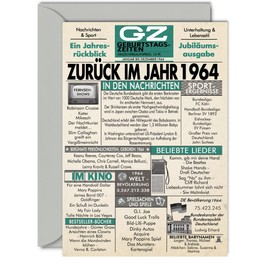 Stuff4 60th Birthday Cards for Men Women - Back in 1964 Newspaper - 60 Happy Birthday Anniversary Wedding Anniversary Card Vintage Born 1964 A5 Congratulations Cards