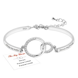 Ladies Bracelets for Womens,Adjustable Tennis Bracelets for Women-Sterling Silver Bracelet,Cubic Zirconia Crystal Silver Bracelet Gifts for Mother Her,Hypoallergenic Mum Bracelet