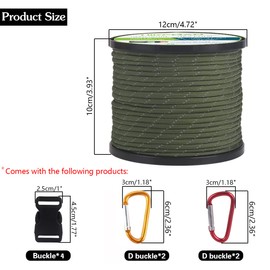 Paracord Cord 750 Nylon Rope - 4 mm Parachute Cord with 7 Strands Parachute Cord Tear-Resistant Core Sheath Rope, 50 m Nylon Rope for Bracelet, Lead, Collar (Red)