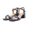 ONEENO Women's Classic 2 inch Heel Navy Blue Leather Sandal