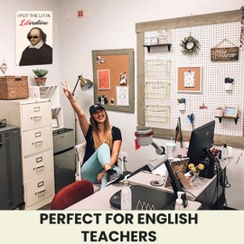 Impressed Funny Tin Sign for English Teacher – Letrero de metal motivacional Shakespear para aulas