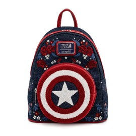 Loungefly Capt America 80th Anniversary Sheild Mini Backpack Blue-Red
