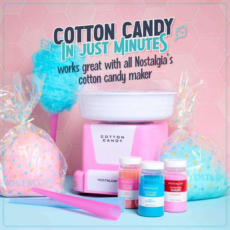 Nostalgia FSCC8 Cotton Candy Party Kit 3 Flavors, 4 Reusable