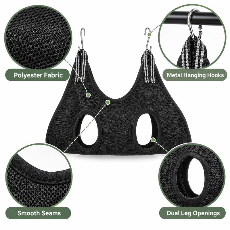 Pet Grooming Hammock for Nail Trimming – Adjustable Polyester Restraint