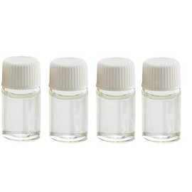 24PCS 2ml /2G Mini Small Ounce Clear Glass Bottle Container Jar Vial Pot for Chemistry Lab Essential Oil Smaple Liquid Water Cosmetic Makeup Storage Bottle with Orifice Reducer (White Cap)