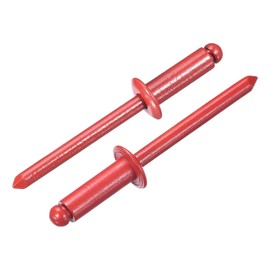 sourcing map 100Pcs 3/16"x1/2" Aluminum Blind Rivets, Aluminum Grip and Steel Mandrel, Dome Head Long Split Rivets for Metal, Furniture, Automotive, Red