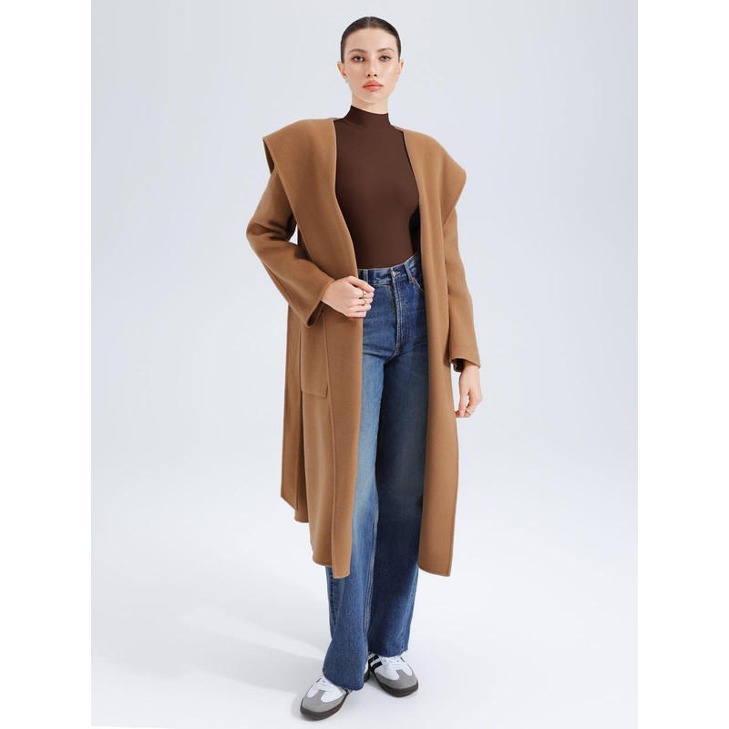 REORIA Women's Long Sleeve Bodysuits Mock Turtleneck Slim Tight Double