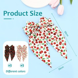 Cherry Bow Clips for Women 2pcs Cute Fruit Hair Accessories Large Bowknot Hairpins Festival Daily Wear Ponytail Holder French Hair Decoration
