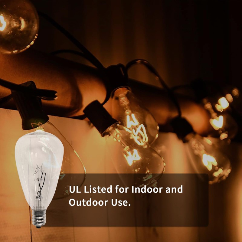 10 Pack ST38 Replacement Bulbs, 5W Edison Bulbs E12 Candelabra